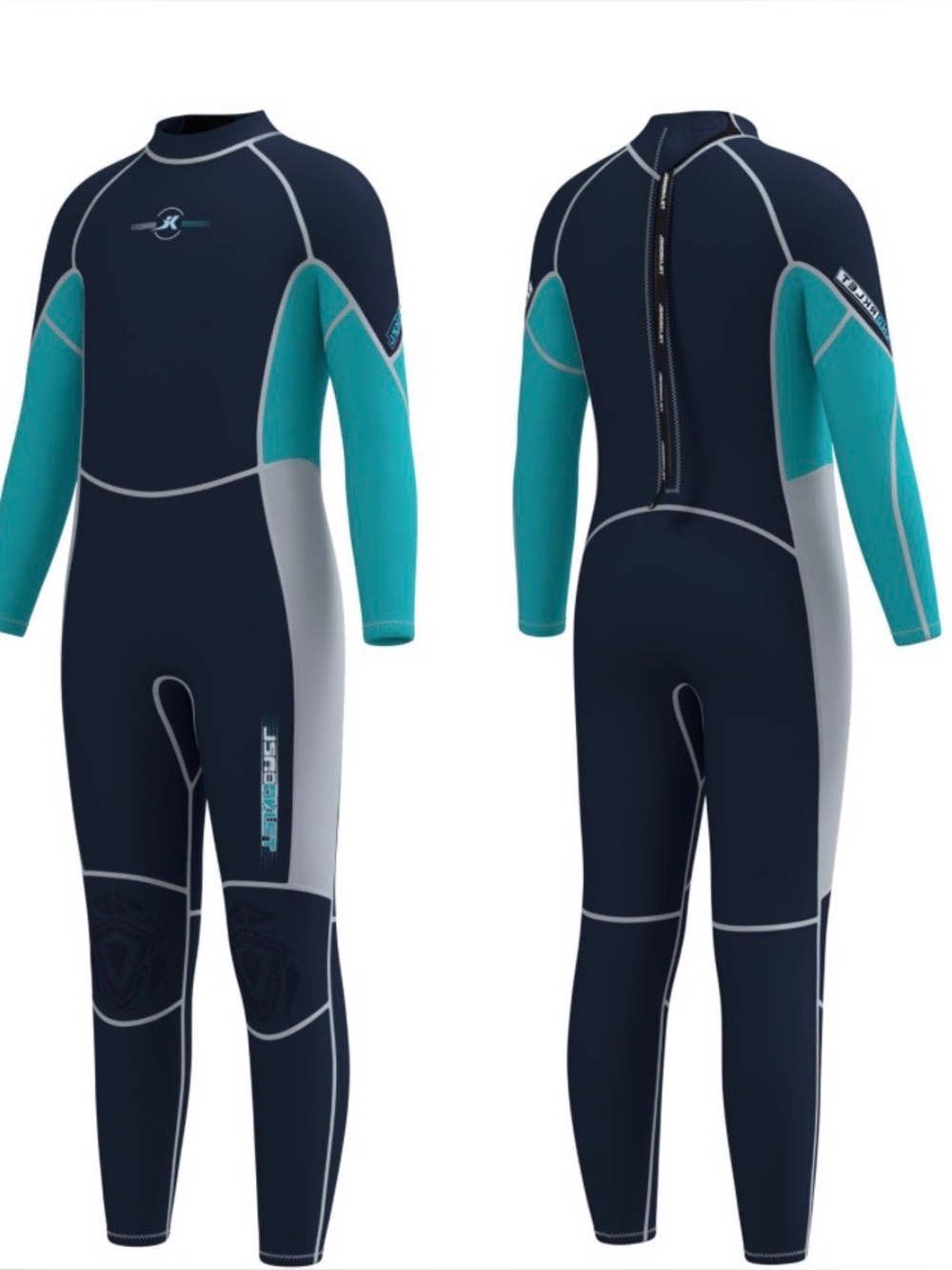 NWOT Jsnorklet 3mm Youth Full Suit Wetsuit in Navy & Teal